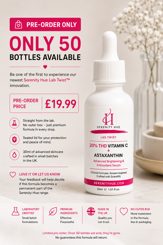 Serenity Hue Lab Twist™ 20% THD Vitamin C + Astaxanthin Advanced Brightening Antioxidant Serum | 30ml