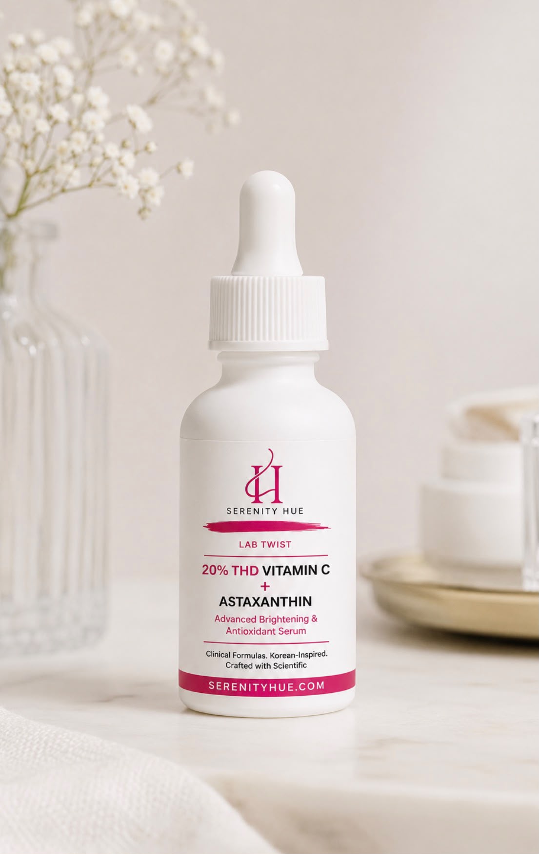 Serenity Hue Lab Twist™ 20% THD Vitamin C + Astaxanthin Advanced Brightening Antioxidant Serum | 30ml